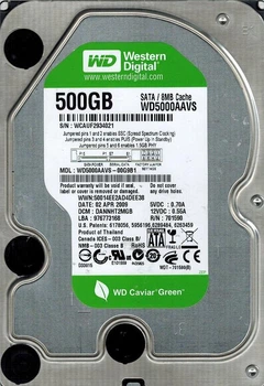 Накопитель HDD SATA 500GB WD Caviar Green 8MB (WD5000AAVS) Refurbished
