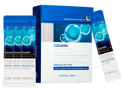 Ночная увлажняющая маска для лица с коллагеном FarmStay Collagen Water Full Moist Sleeping Mask, 20шт по 4мл (8809657112980)