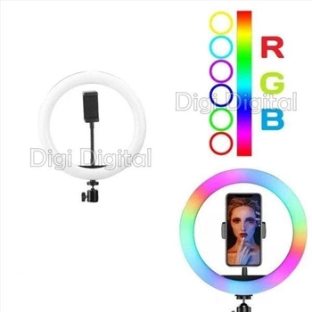 Селфи-лампа Разноцветная Led кольцо MJ33 RGB D=33 см + штатив-трипод 2м + bluetooth пульт