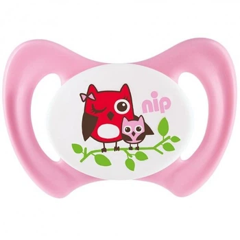 Пустышка Nip Miss Dent №3 Совы, 13-32 мес., розовый (31802)