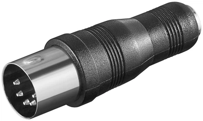 Перехідник аудіо Goobay Jack 3.5mm 3pin-DIN F/M (5pin) адаптер AUX Nickel чорний(75.01.2403)