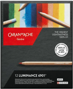 Карандаши цветные Caran d'Ache Luminance 6901 картонный бокс 12 цветов (7630002335621)