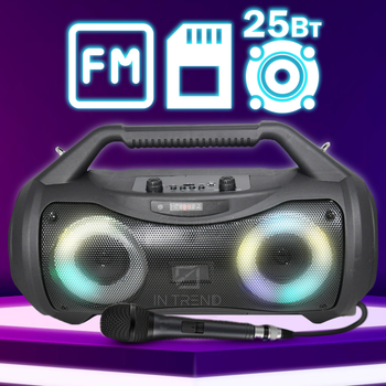 Колонка Column ZQS-5303 Чёрная Беспроводная переносная акустическая система Bluetooth с подсветкой микрофоном USB AUX