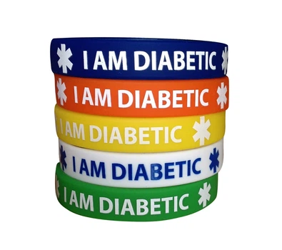 Силиконовый браслет диабетика Линия 24 I AM DIABETIC набор 5 штук