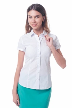 Жіноча приталена блуза з короткими рукавами LadyLike 42 Білий (ll2043110103368)