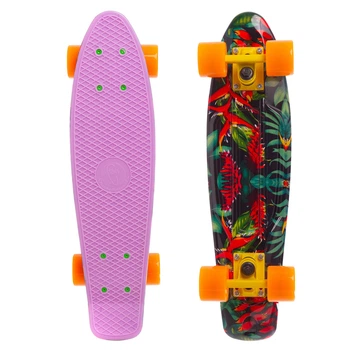 Скейт пенни борд Penny My Go Fish Skateboards EDEN 4442-3 22" Pink-Black-Red, оранжевые колеса