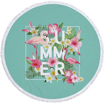 Пляжное круглое полотенце коврик SUMMER 150 см микрофибра (1L-13)