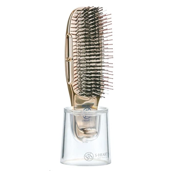 Расческа для волос средней жесткости с чехлом, укороченная Scalp Brush Premium Gold S-HEART-S