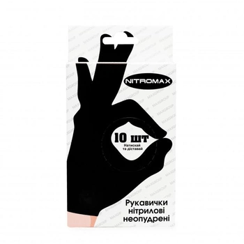 Одноразовые перчатки Nitromax нитриловые без пудры 10 шт Черные, размер S