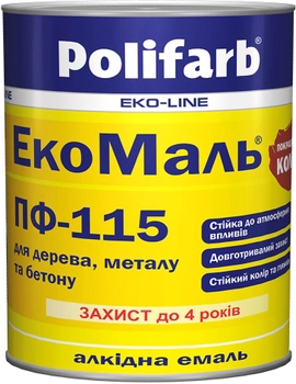 Атмосферостойкая эмаль Polifarb ЭкоМаль ПФ-115 0.9 кг Желто-коричневая (PB-111273)