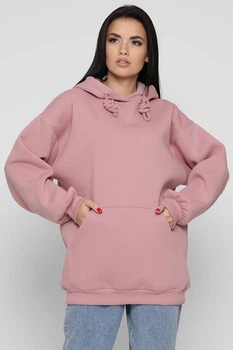 Женский худи oversize на флисе 38735 G&M xp-2771 L Размер цвет Пудровый