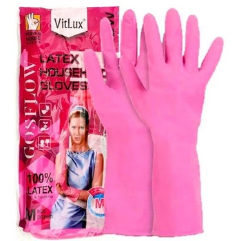 Рукавички господарські VitLUX з напиленням M рожеві