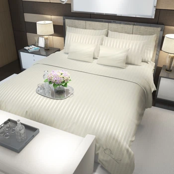 Комплект постільної білизни Dreams At Home Страйп Сатин Туреччина Євро 220 * 240 Айворі