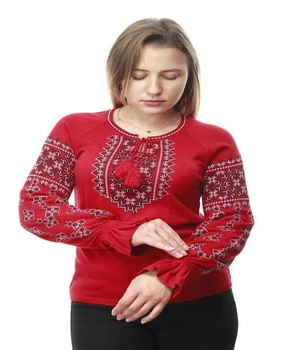 Джемпер жіночий вишиванка SOFline 92-0642 58 червоний.