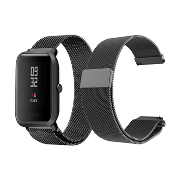 Ремешок для Amazfit BIP | Bip Lite | Bip U / Pro/ Mini | GTS | GTS 2 /3 | Gtr 42mm миланская петля 20мм Milanese loop Браслет Черный BeWatch (1010201)