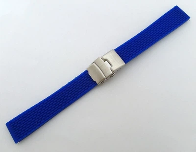 Силіконовий ремінець Rate із застібкою метеликом синій 22mm (0565)