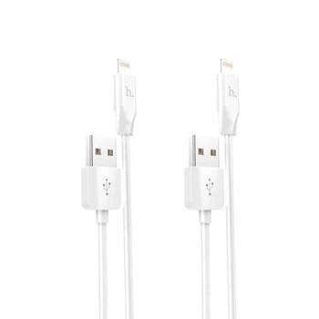 Кабель Hoco X1 2 кабеля USB to Lightning 1m белый