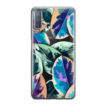 Тонкий cиликоновый чехол Unique Covers на Samsung Galaxy A7 2018 тропическое листья (1991 Galaxy A750)