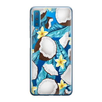 Тонкий cиликоновый чехол Unique Covers на Samsung Galaxy A7 2018 тропическими кокосами (2004 Galaxy A750)