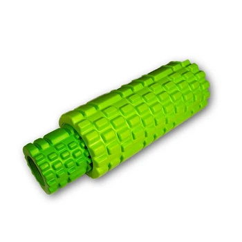 Массажный ролик EasyFit Grid Roller Double 33 см (цилиндр, роллер МФР) двойной салатовый массажер для спины, ног, рук, шеи
