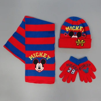 Набор Mickey Mouse Disney (шапка + шарф + перчатки) для мальчика 48-54 см Красный с синим 17145