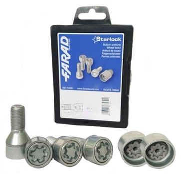 Секретні болти M12x1,25x28; Конус, Цинк, Farad StarLock E5/E-2 - комплект (два ключа), закр. з кільцем