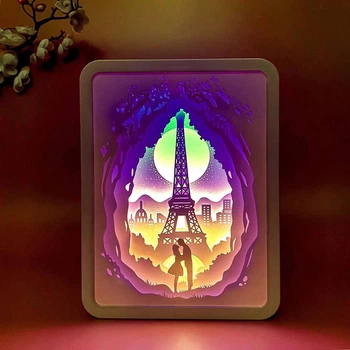 3D настольная картина-ночник "Влюбленные в Париже" 3DTOYSLAMP