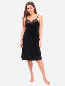 Ночная рубашка женская больших размеров Martelle Lingerie M-107 велюр 42 (XL) Черная (MAR107059V)