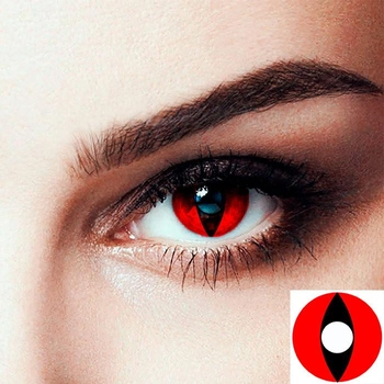Лінзи контактні кольорові червоний вертикальний зіниця (8406)