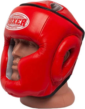 Шлем тренировочный каратэ Boxer Элит L 0.8 мм кожвинил Красный (2036-01R)