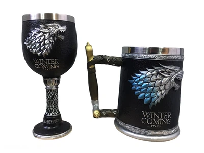 Подарочный набор кружка и чашка Готика 3D Игра Престолов Game Of Thrones Winter Is Coming Stark Дом Старков 600/200 мл