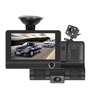 Автомобільний відеореєстратор з 3 камерами і 4-дюймовим эĸpaнoм Car DVR WDR Full HD 1080P (D-2019090590)