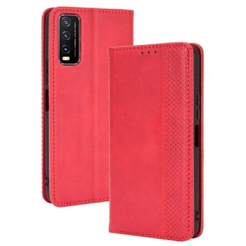 Чехол-книжка Deexe Retro Style для VIVO Y20 (V2027) / Y12s - Red