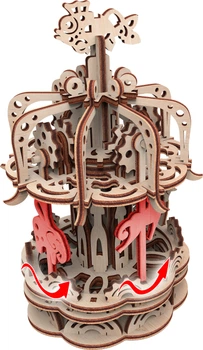 Puzzle 3D Mr. Playwood Mechaniczny Karuzela S Drewniany 88 elementów (10030) (4820204380229)