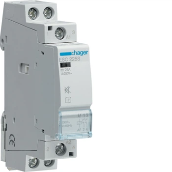 Контактор модульный бесшумный Hager ESC225S 25A 2НО 230В (3767)