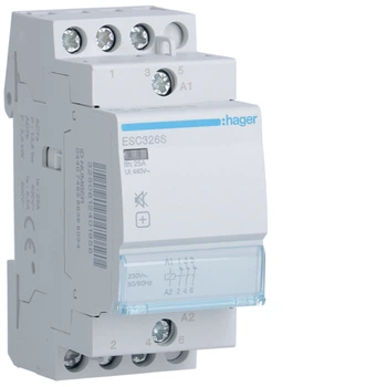Контактор Hager безшумний 25A, 3НВ, 230B ESC325S