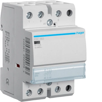 Контактор Hager ESC363 63A, 3НВ, 230В