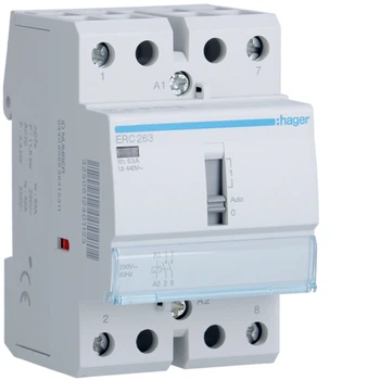 Контактор Hager ERC263 63A 230V AC 2NO з ручним керуванням модульний