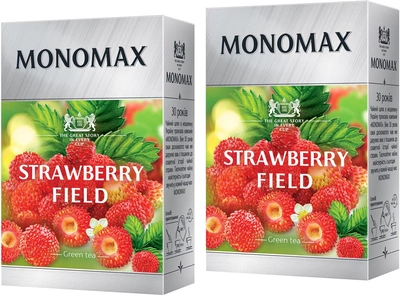Упаковка чаю зеленого китайського листового Мономах Strawberry field з ягодами, пелюстками квітів і натуральним ароматом суниці 80 г х 2 шт. (2000006782182)