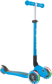 Самокат Globber серии Primo Foldable Lights голубой, колеса с подсветкой до 50 кг 3+ (432-101-2)