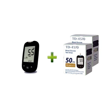 Глюкометр TaiDoc TD-4183 для визначення рівня глюкози + тест-смужки глюкоза №100 Чорний (MR09005)