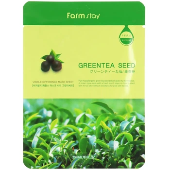 Успокаивающая маска для лица с зелёным чаем Farmstay Visible Difference Mask Sheet Green Tea Seed 23 мл (8809446651928)