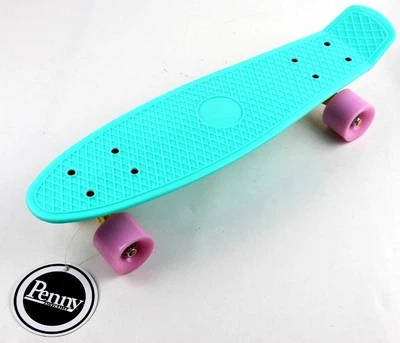 Пенни борд (Penny Board) 22" "Pastel Series" с розовыми колесами, Бирюзовый