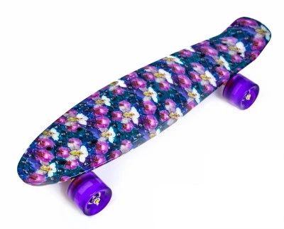 Пенні борд (Penny Board) 22" зі світними колесами, "Орхідея"