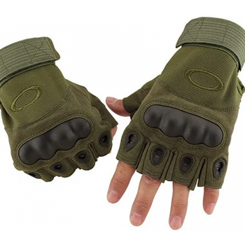 Мужские перчатки тактические Oakley беспалые зеленые размер L окружность ладони 21-22,5 см (EI-711-V)
