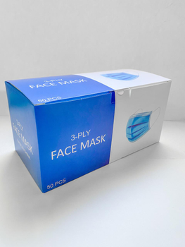 Медична маска 3х шарова з фільтром (мельтблаун), з зажимом для носа, захисна маска для обличчя блакитна.Hebi Qiansheng. 03МАСКИ