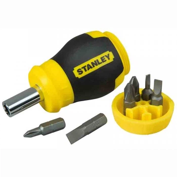 Отвертка + 6 насадок укороченая Stanley Multibit Stubby двухкомпонентная рукоятка, CrV 0-66-357 Stanley