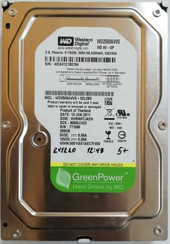 Жесткий диск для компьютера Western Digital AV-GP 250GB 3.5" 8MB 5400rpm 3Gb/s (WD2500AVVS) SATAII Б/У