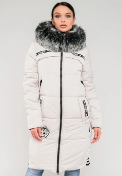 Зимняя длинная куртка с мехом Modniy OAZIS 44-46 Жемчуг (90245/3 44-46)