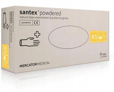 Перчатки Mercator Medical SANTEX латексные опудренные 50 пар/уп размер XS А11АAQXS